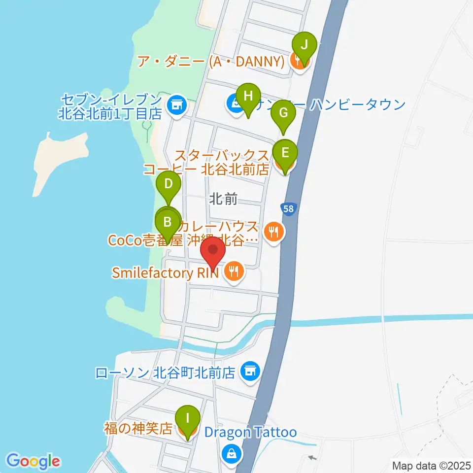 南国ピアノスタジオ周辺のカフェ一覧地図