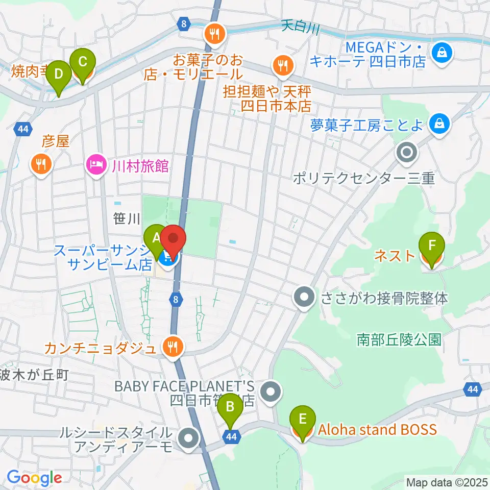 ジェシーズ周辺のカフェ一覧地図