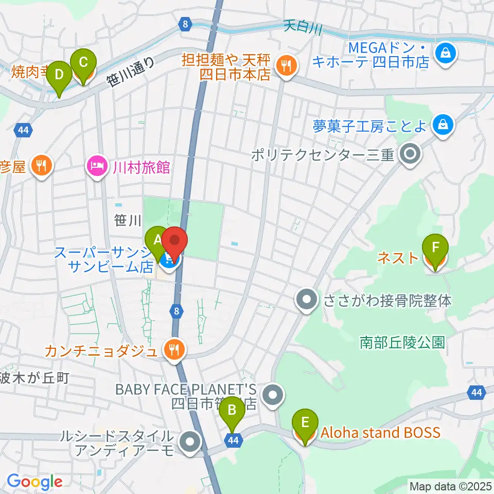 ジェシーズ周辺のカフェ一覧地図