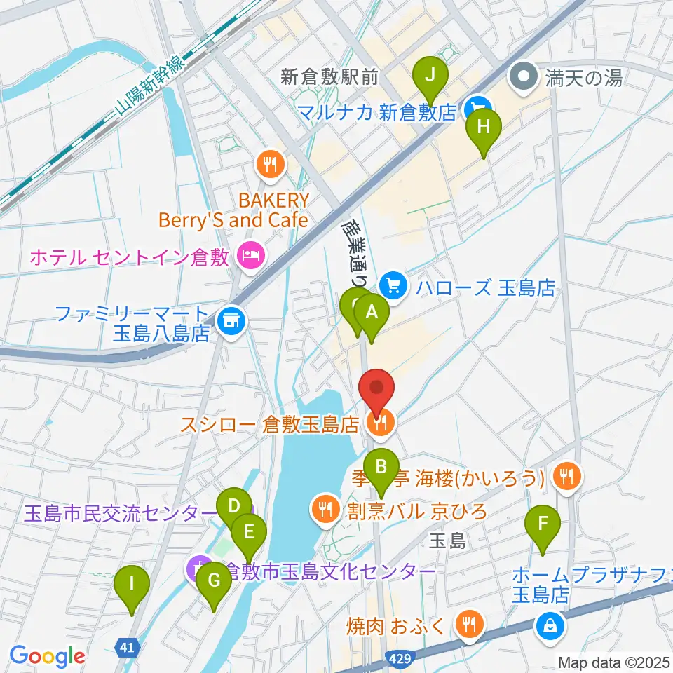 ミュージックサポートあうる周辺のカフェ一覧地図