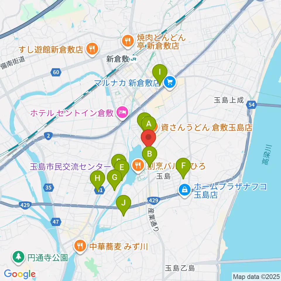 ミュージックサポートあうる周辺のカフェ一覧地図