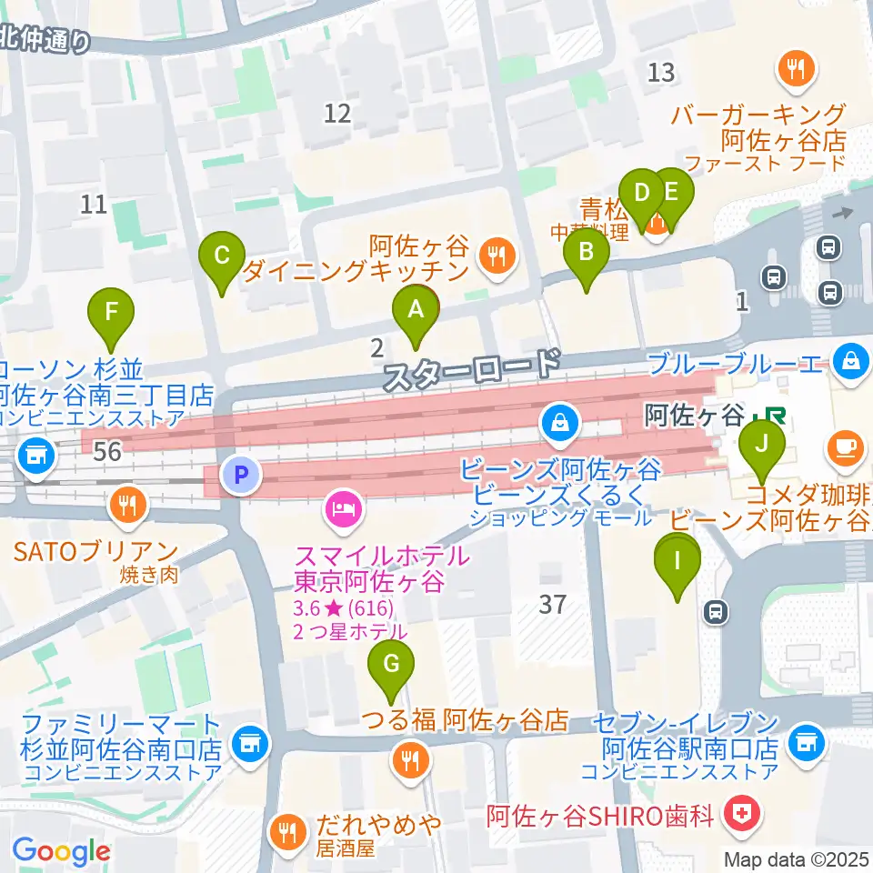 阿佐ヶ谷Yellow Vision周辺のカフェ一覧地図