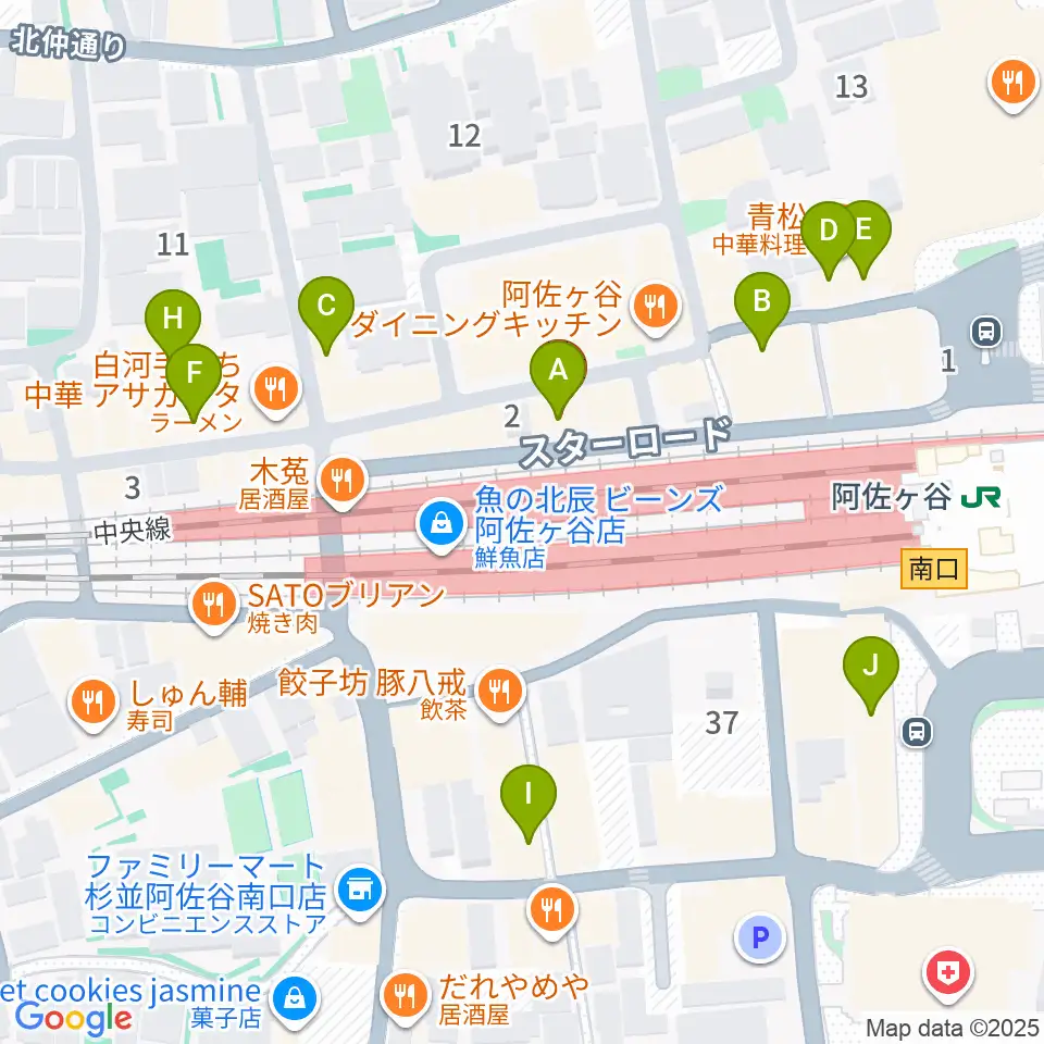 阿佐ヶ谷Yellow Vision周辺のカフェ一覧地図