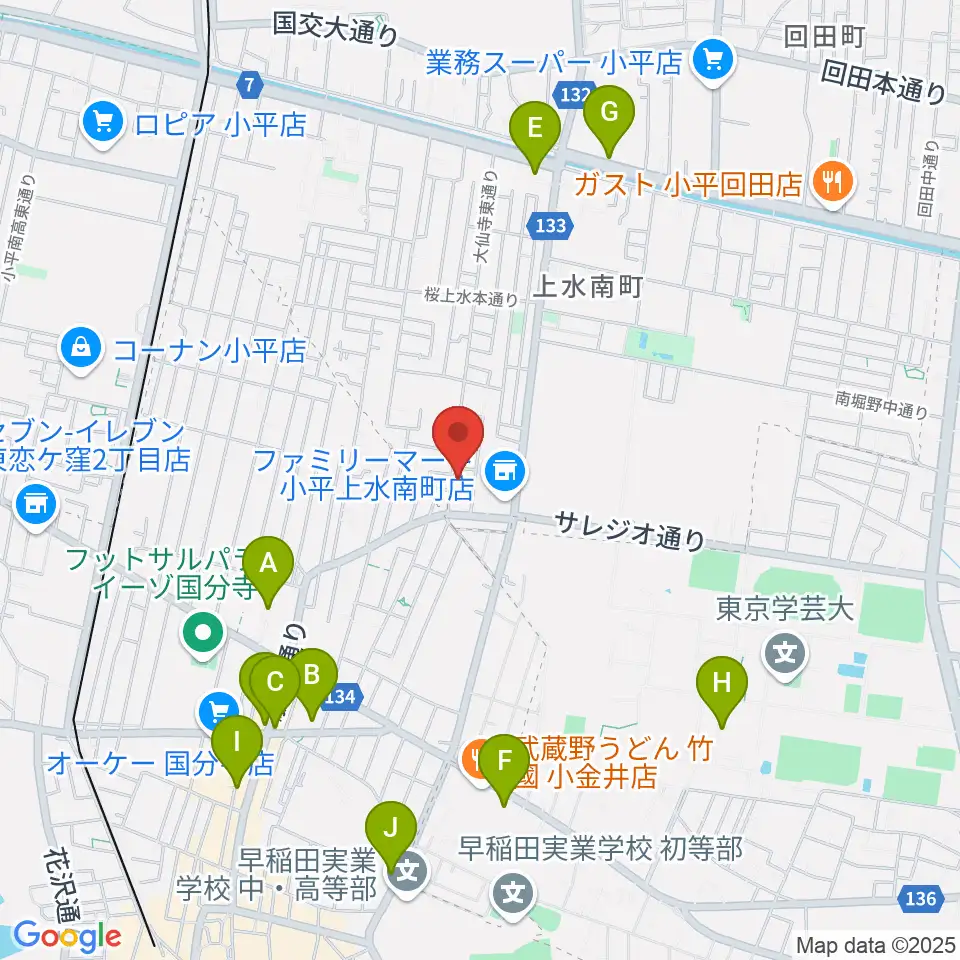 国分寺 音楽教室 I STUDIO周辺のカフェ一覧地図