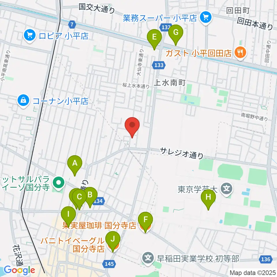 音楽教室 I STUDIO周辺のカフェ一覧地図