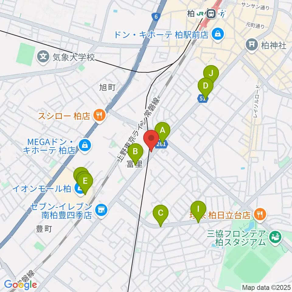 柏サンブアップ周辺のカフェ一覧地図