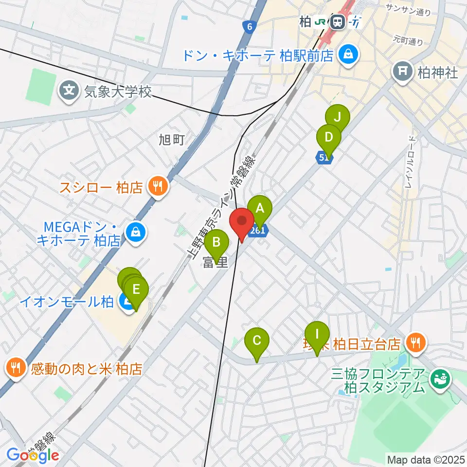 柏サンブアップ周辺のカフェ一覧地図