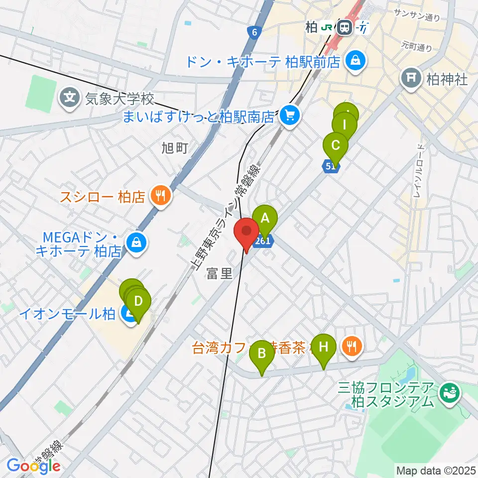 柏サンブアップ周辺のカフェ一覧地図