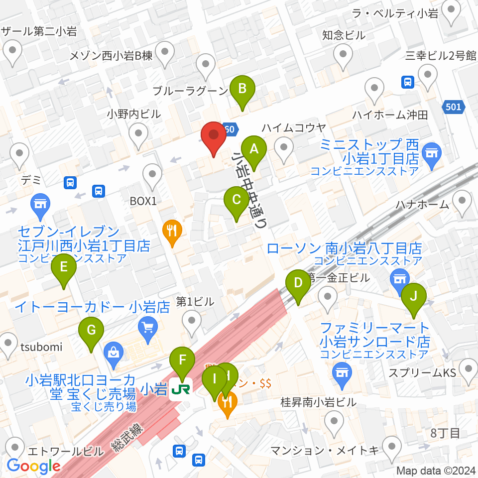 サウンドスタジオM小岩店周辺のカフェ一覧地図