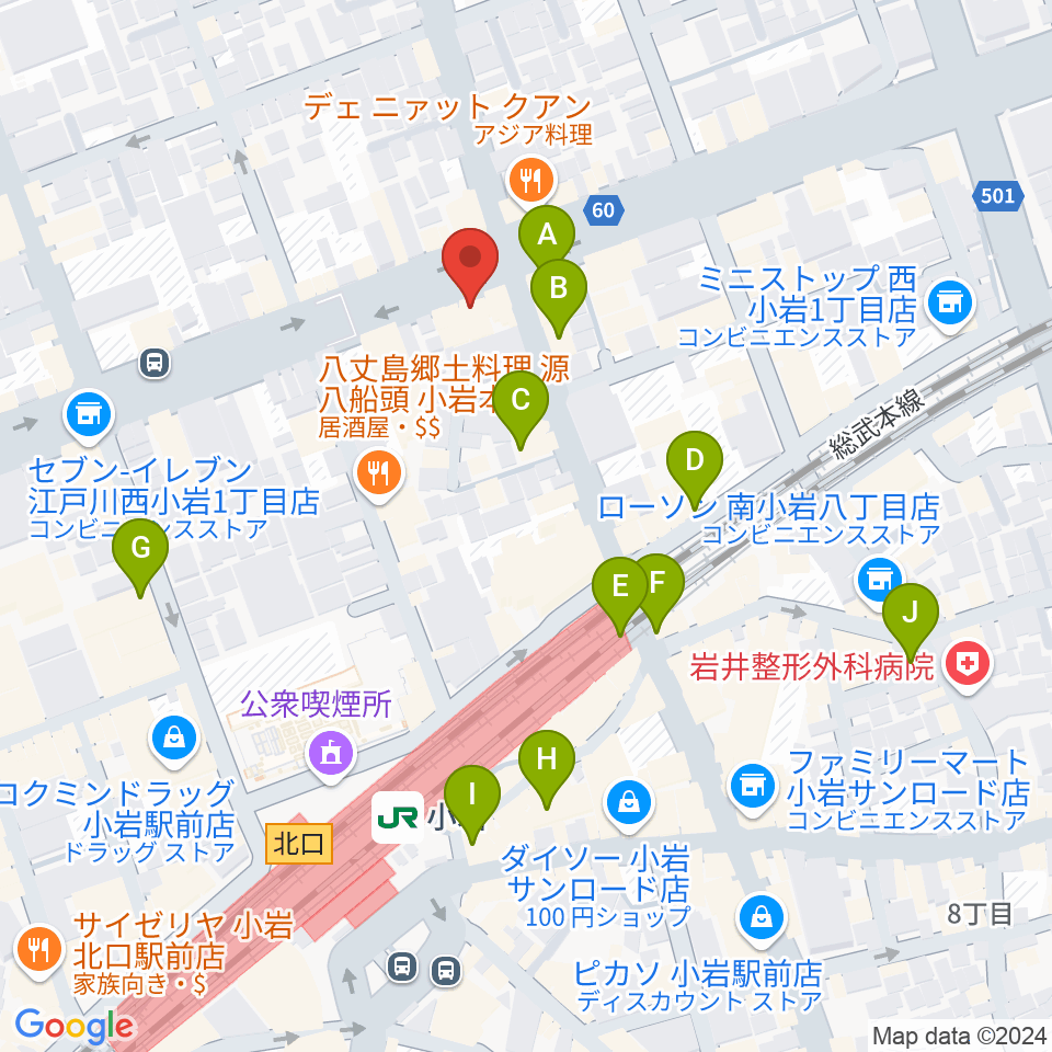 サウンドスタジオM小岩店周辺のカフェ一覧地図