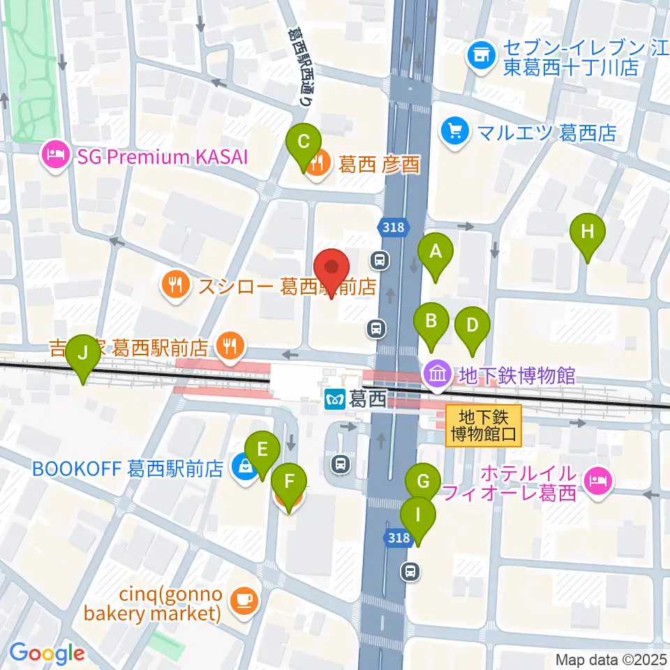 モア東京ボーカル教室 葛西駅校周辺のカフェ一覧地図