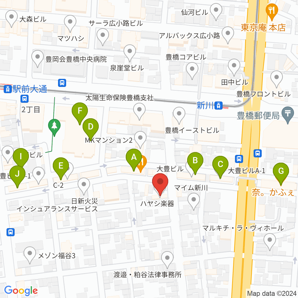 ハヤシ楽器リハーサルスタジオ周辺のカフェ一覧地図