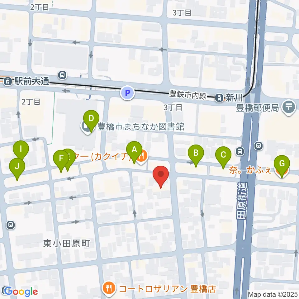 ハヤシ楽器リハーサルスタジオ周辺のカフェ一覧地図