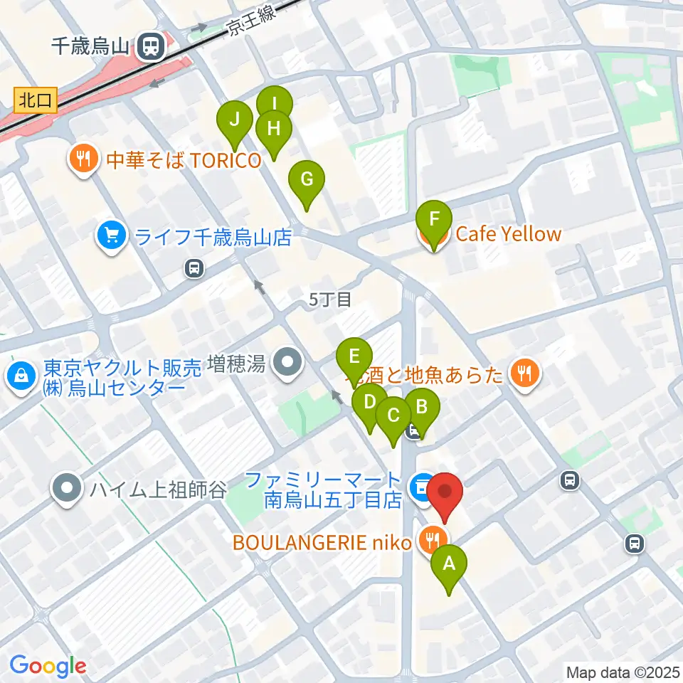 スタジオゼロナイン周辺のカフェ一覧地図