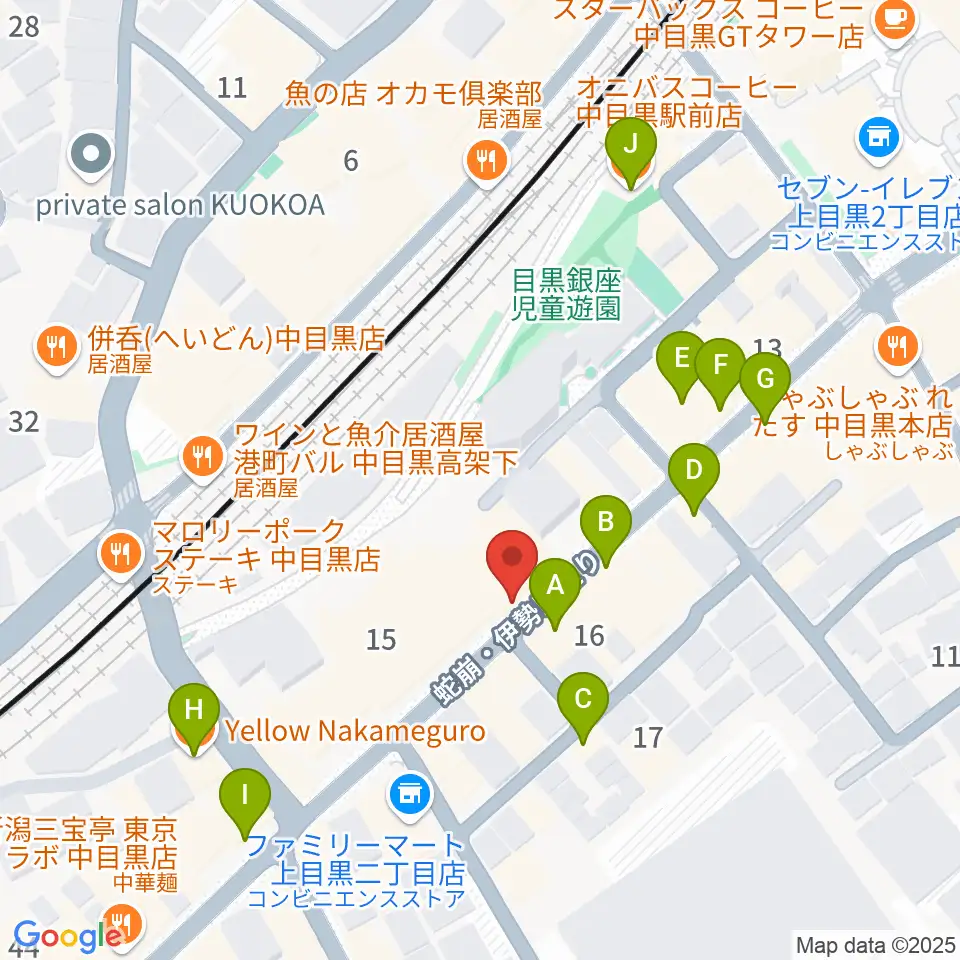 中目黒 楽屋周辺のカフェ一覧地図
