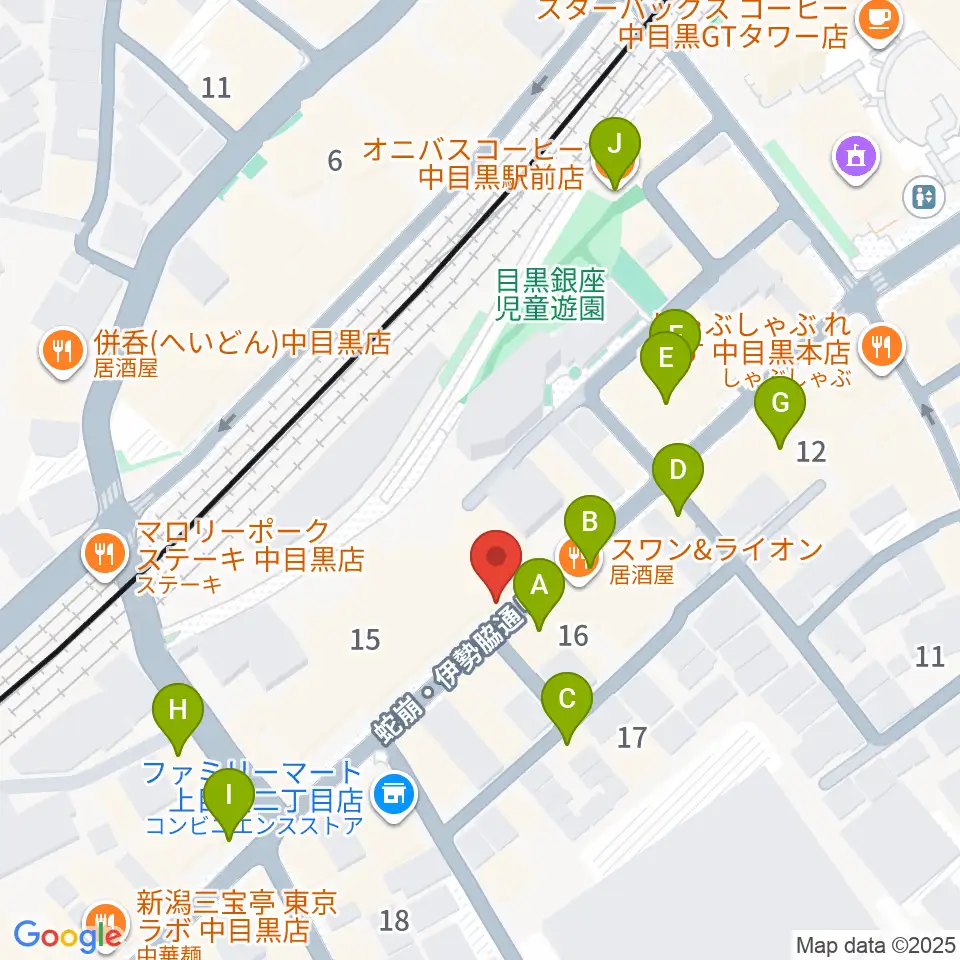 中目黒 楽屋周辺のカフェ一覧地図