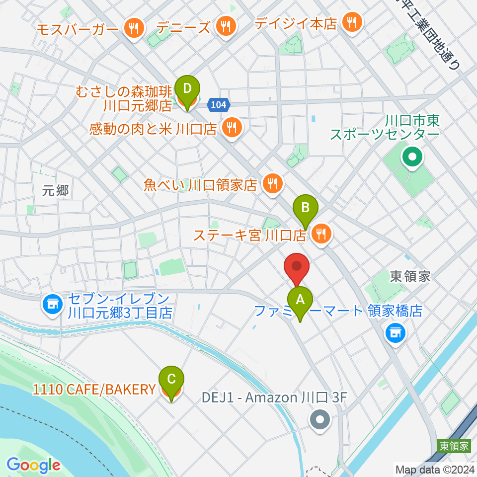 大島楽器周辺のカフェ一覧地図