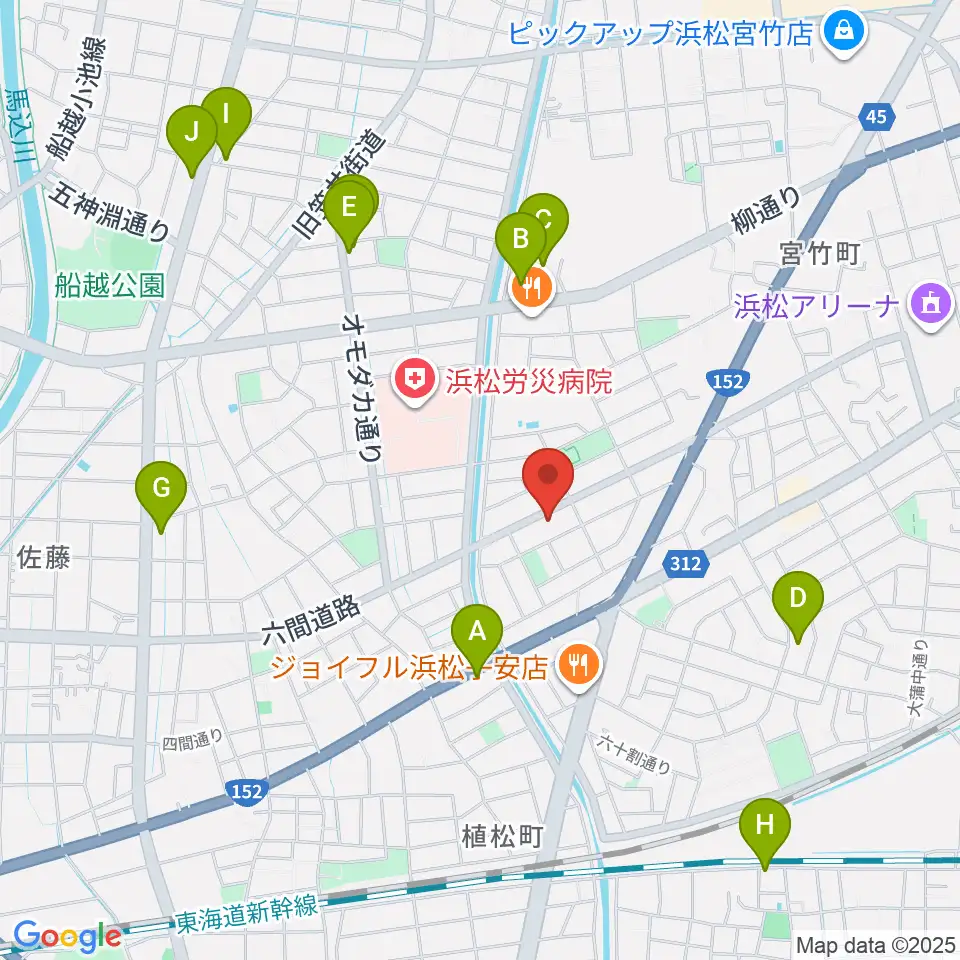 音楽教室キューズランド周辺のカフェ一覧地図