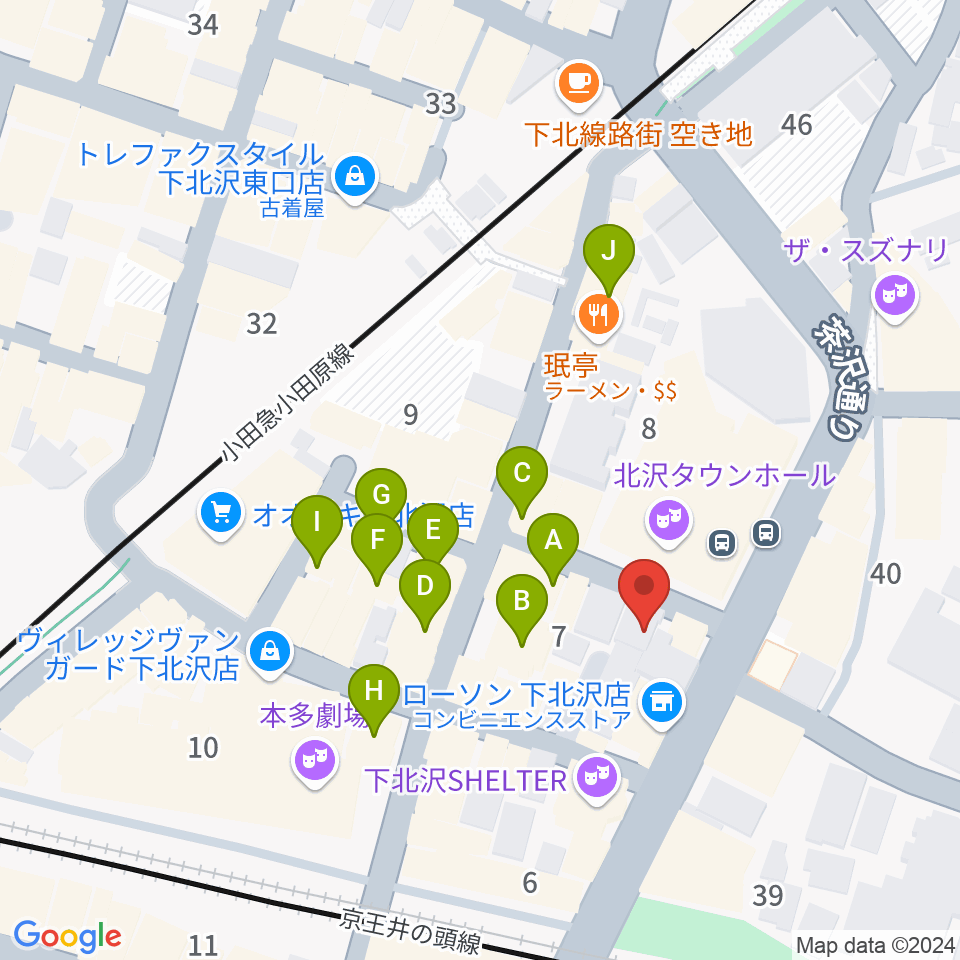 下北沢アンダーニース周辺のカフェ一覧地図