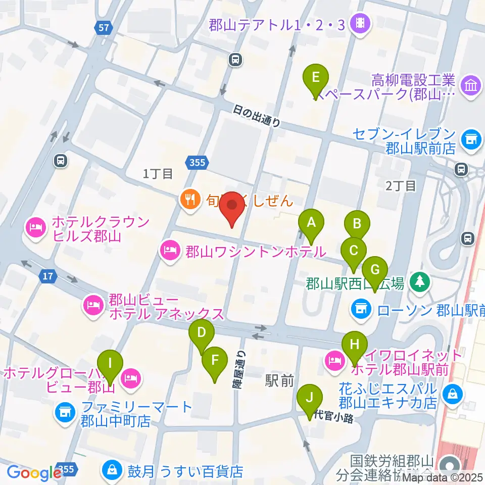 郡山CLUB#9周辺のカフェ一覧地図