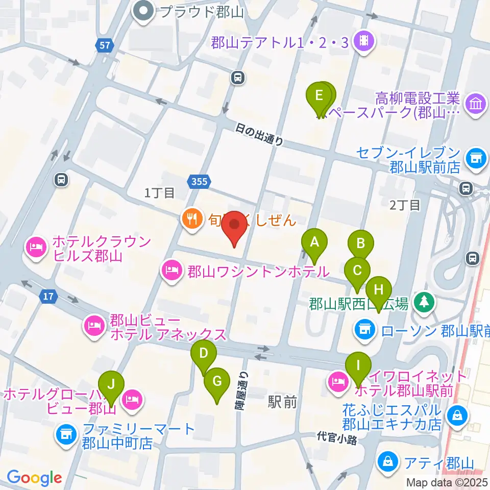 郡山CLUB＃９周辺のカフェ一覧地図