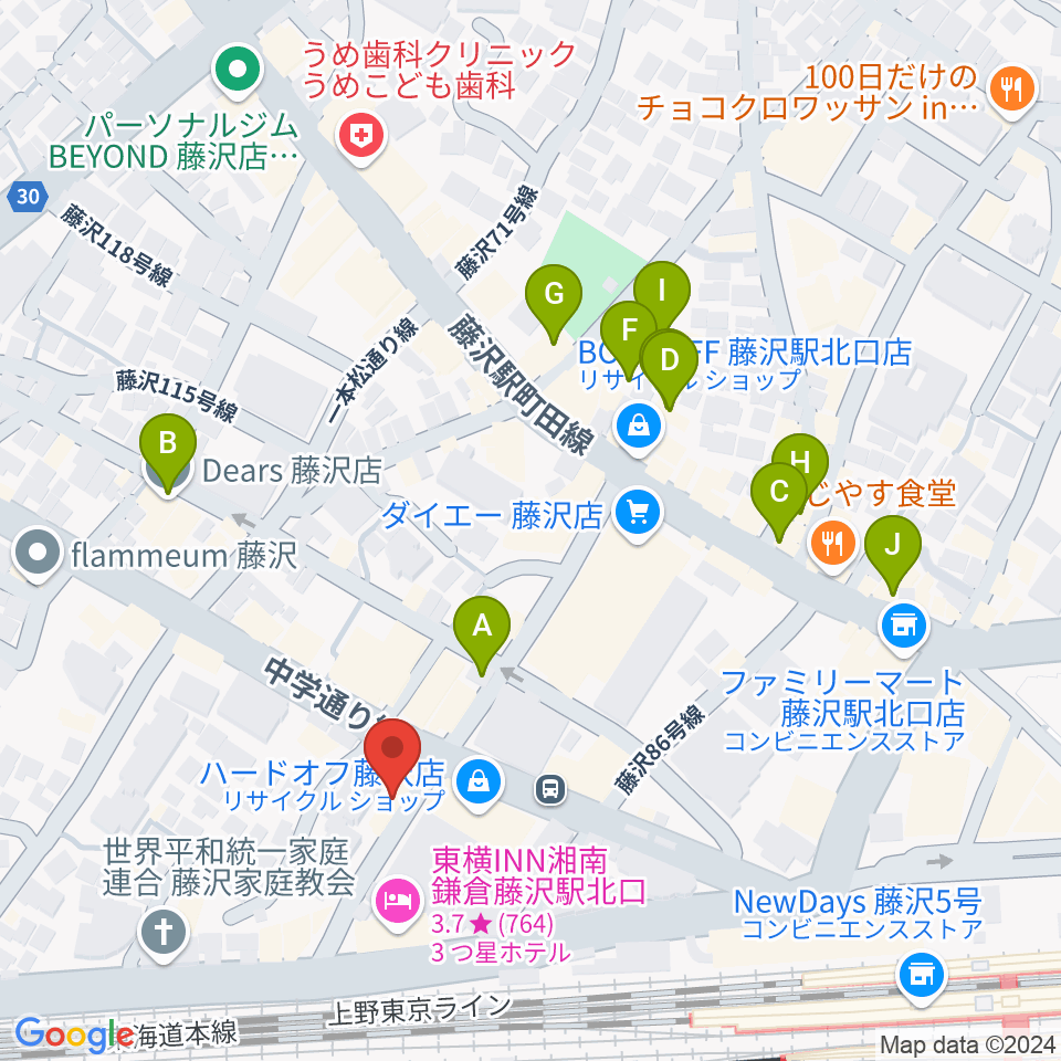 楽器屋BOW周辺のカフェ一覧地図