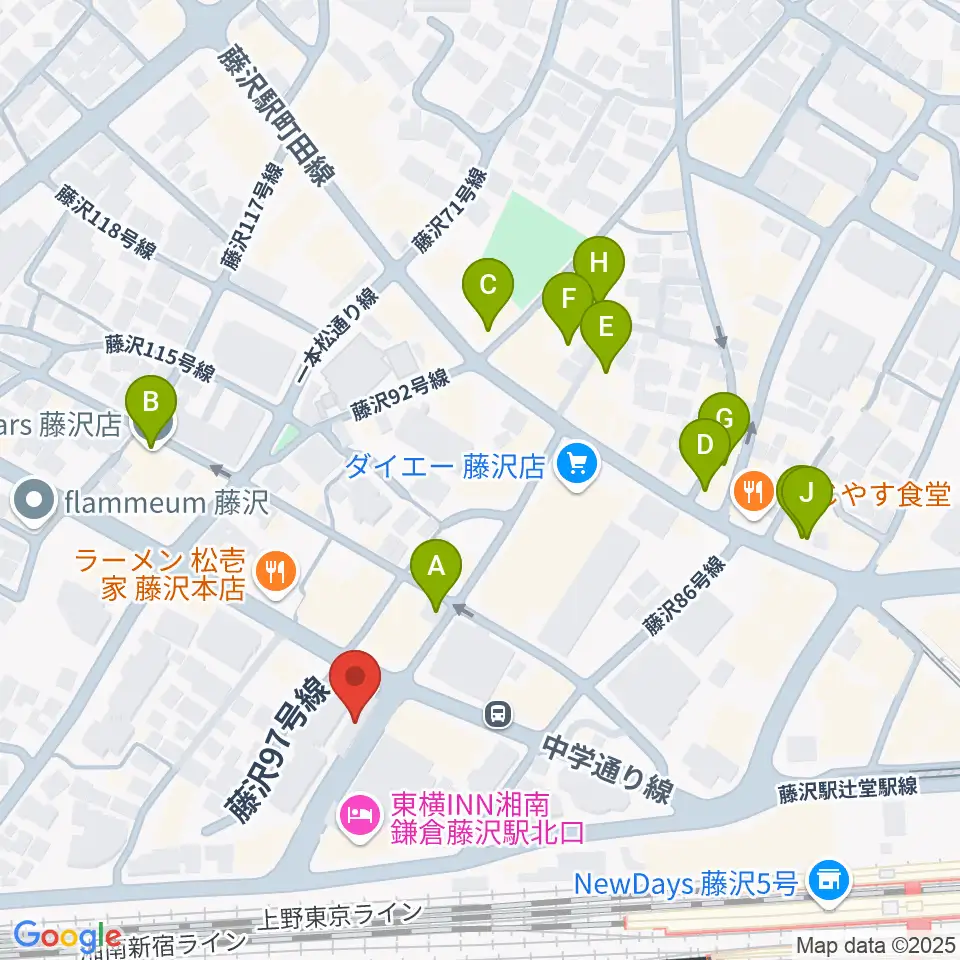 楽器屋BOW周辺のカフェ一覧地図
