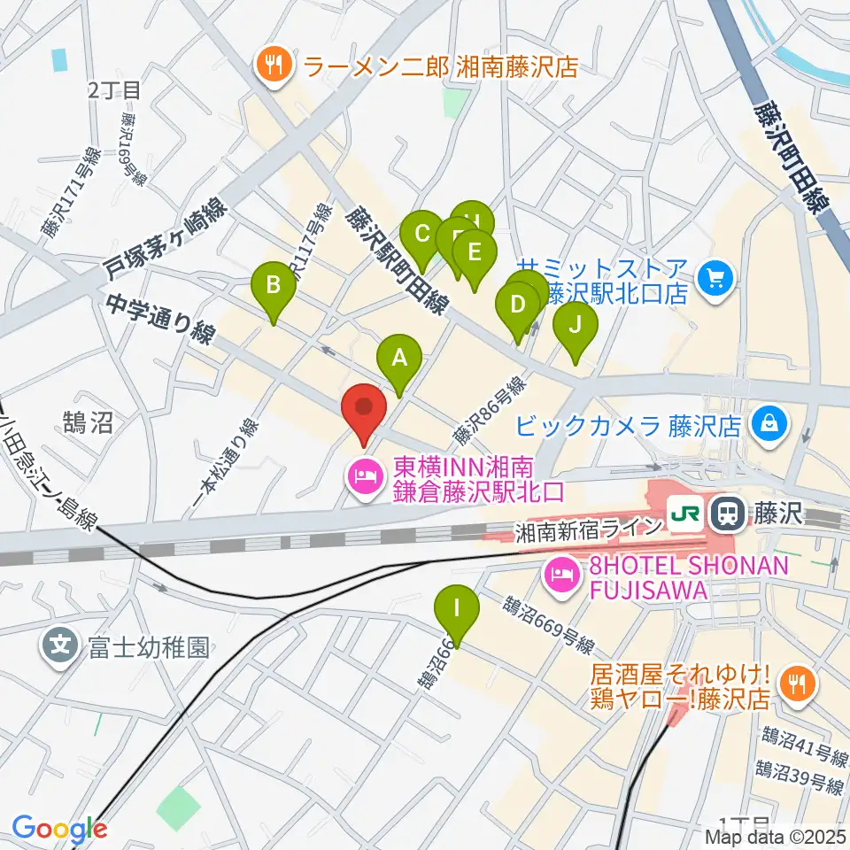 楽器屋BOW周辺のカフェ一覧地図