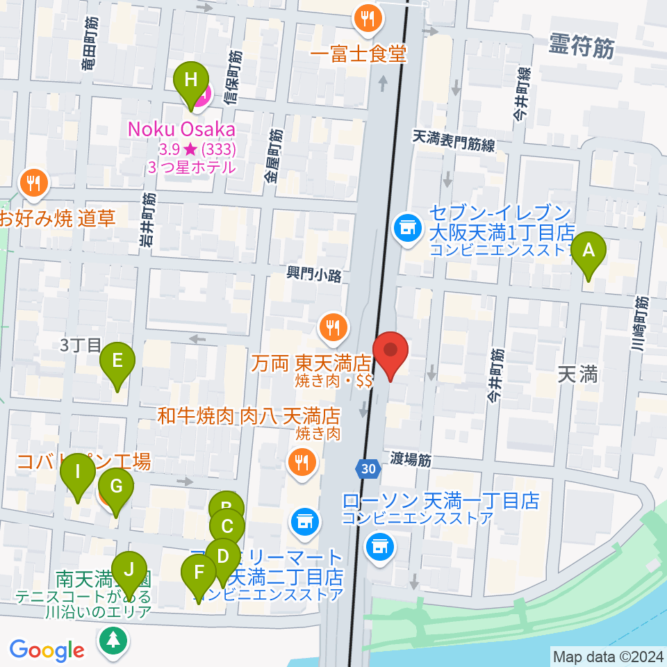 天満RAW TRACKS周辺のカフェ一覧地図