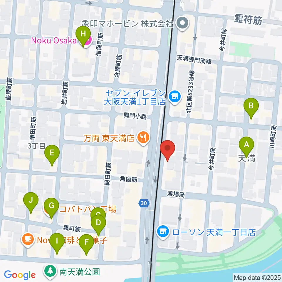 天満RAW TRACKS周辺のカフェ一覧地図