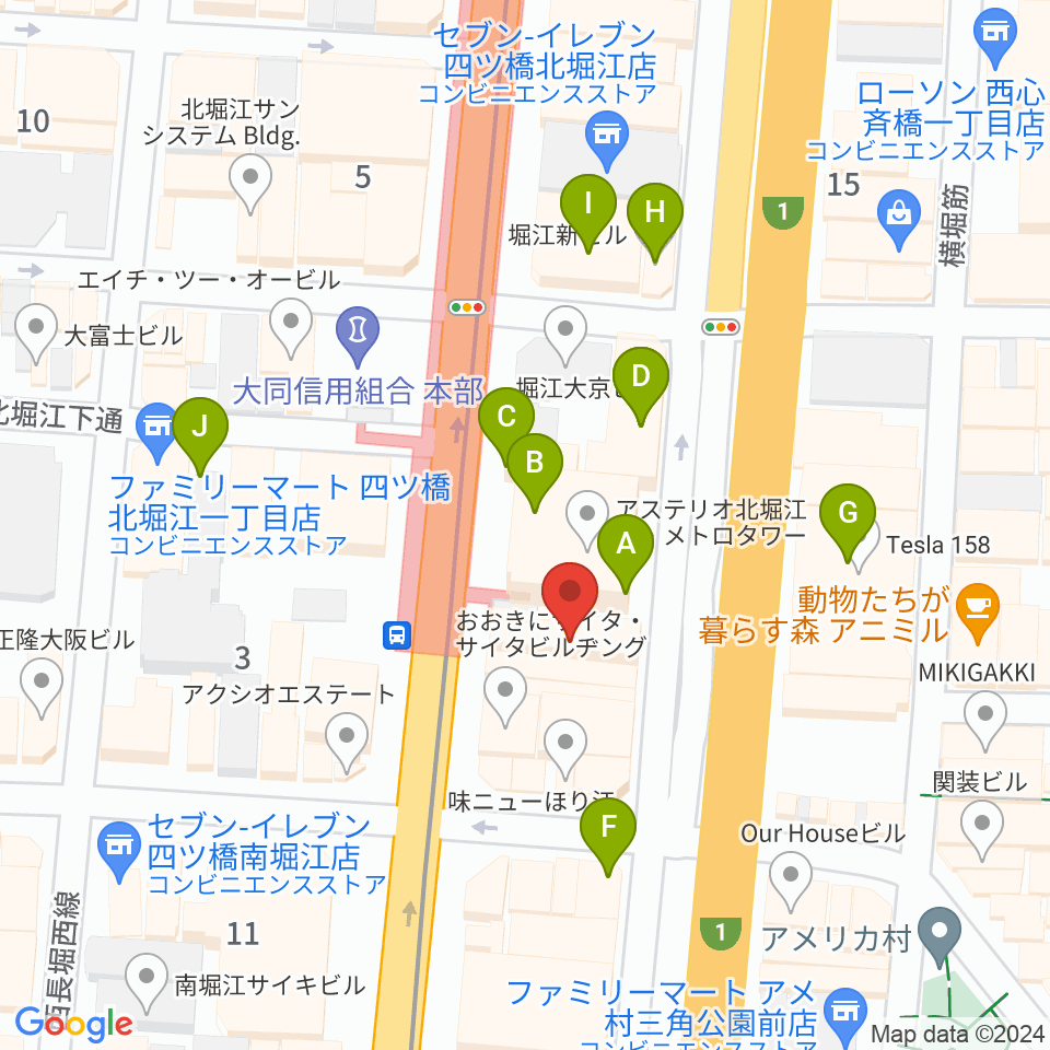 Vocal Space B 大阪四ツ橋校周辺のカフェ一覧地図