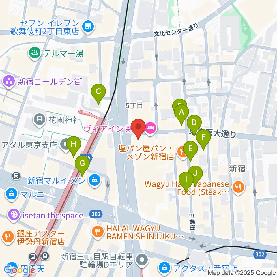 新宿SUNFACE周辺のカフェ一覧地図