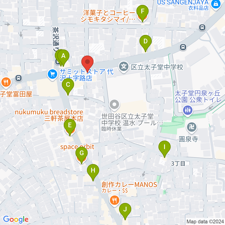 スタジオファミリア三軒茶屋店周辺のカフェ一覧地図