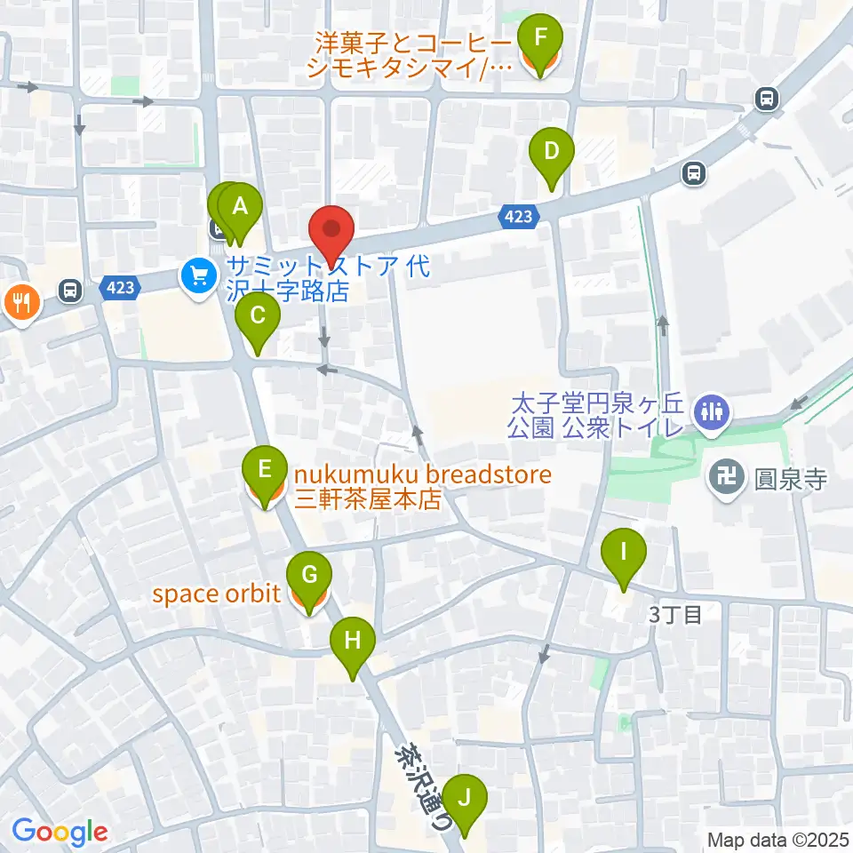 スタジオファミリア三軒茶屋店周辺のカフェ一覧地図