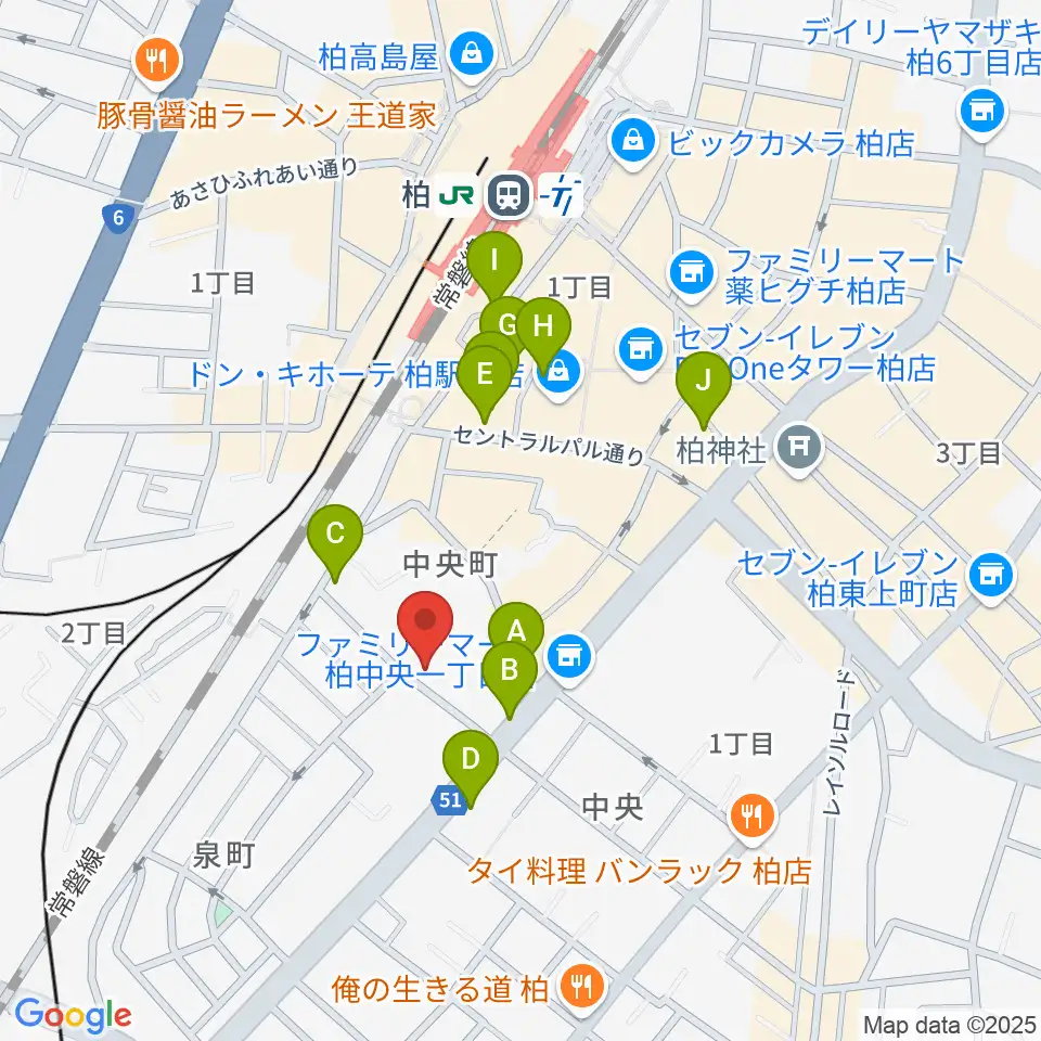 柏616&04周辺のカフェ一覧地図