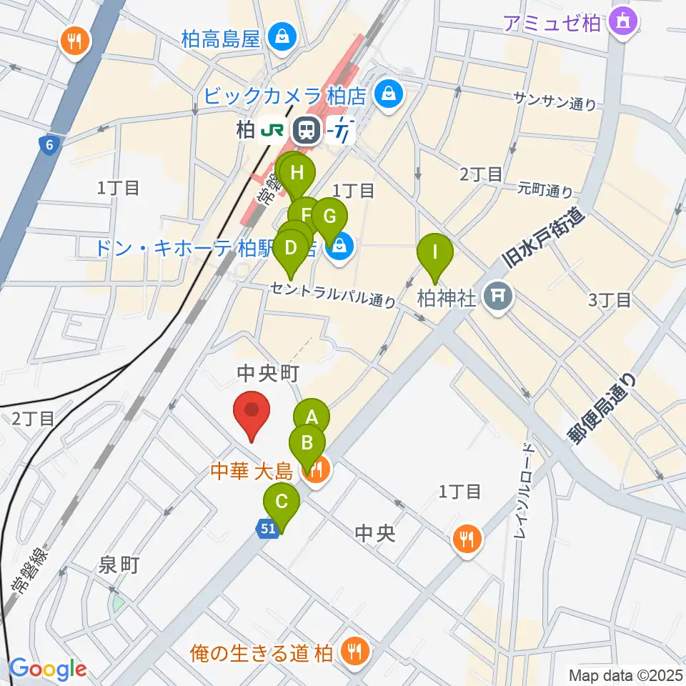 柏616&04周辺のカフェ一覧地図