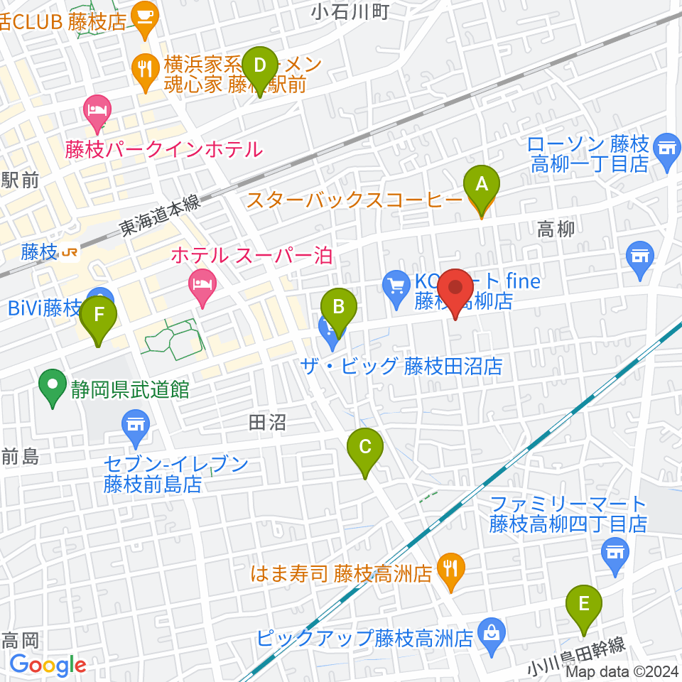 音楽天国 藤枝店周辺のカフェ一覧地図
