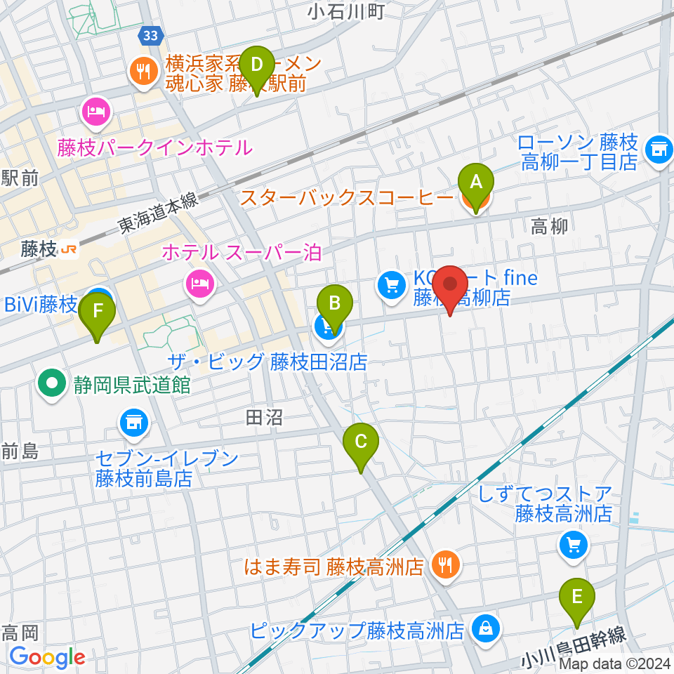 音楽天国 藤枝店周辺のカフェ一覧地図