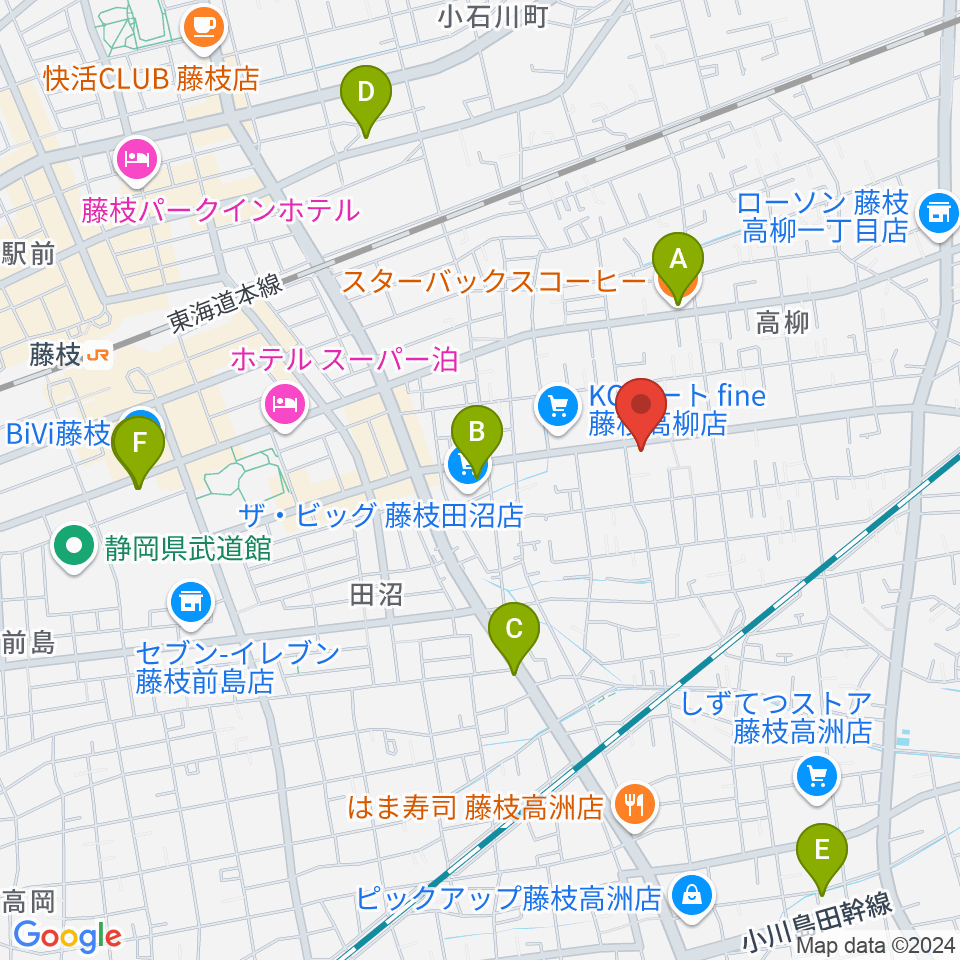 音楽天国 藤枝店周辺のカフェ一覧地図