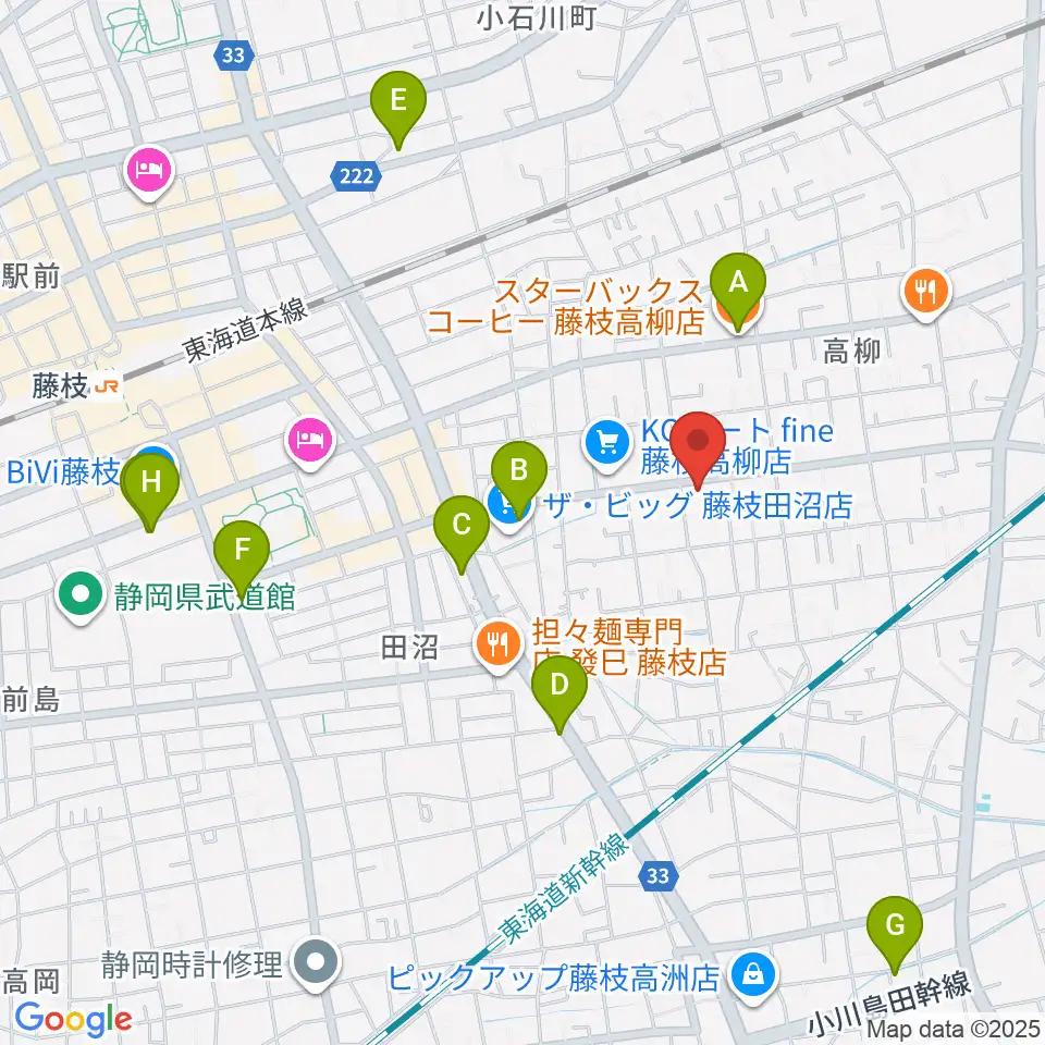 音楽天国 藤枝店周辺のカフェ一覧地図