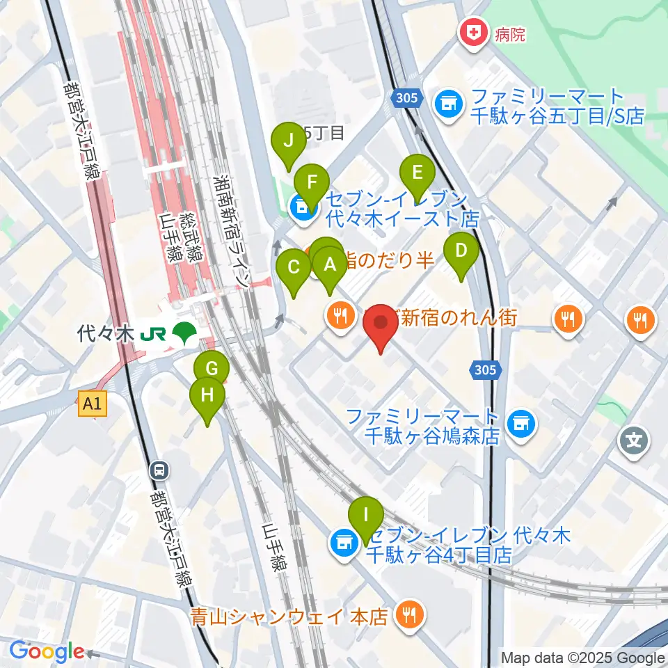 ブレスヴォイストレーニング研究所周辺のカフェ一覧地図