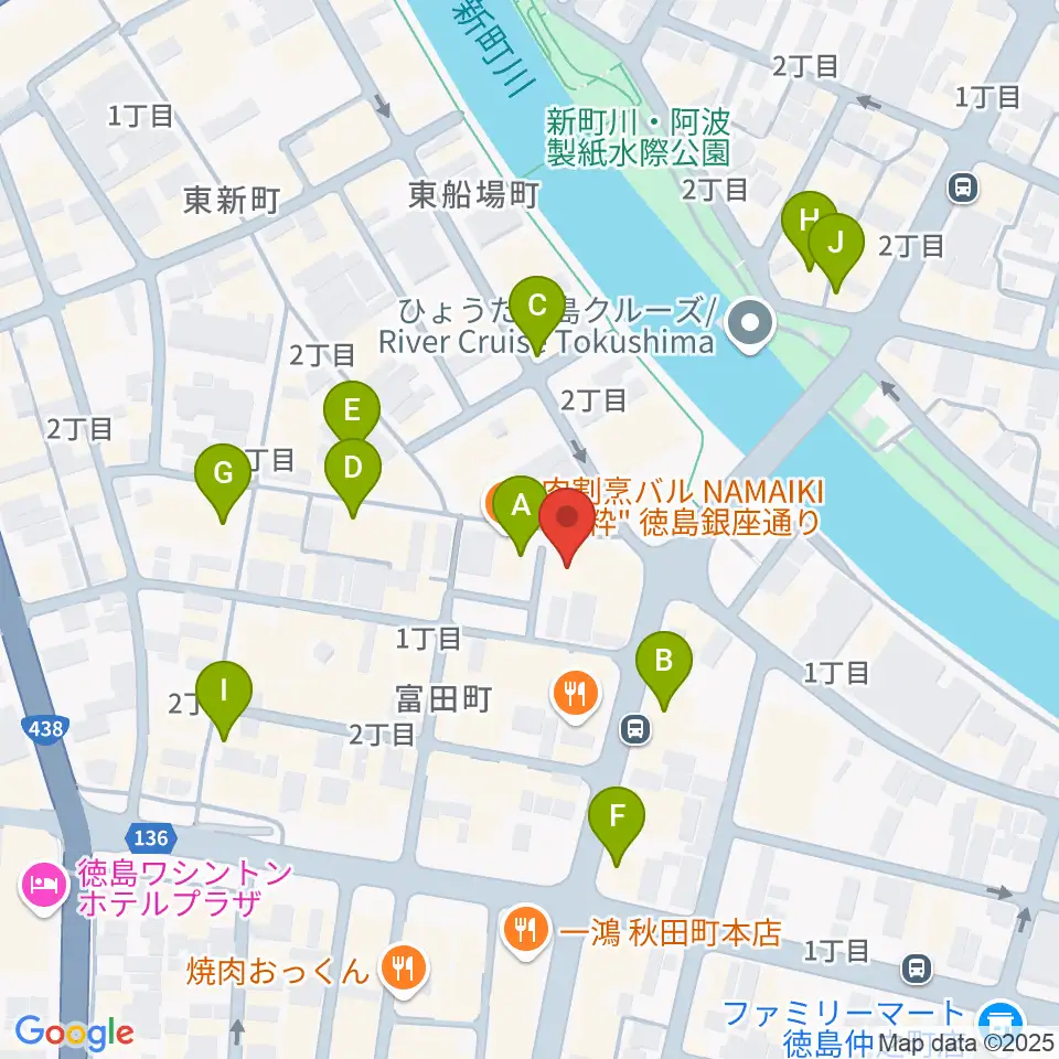 徳島CROWBAR周辺のカフェ一覧地図