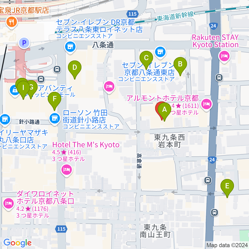 京都スタジオウェーブ周辺のカフェ一覧地図