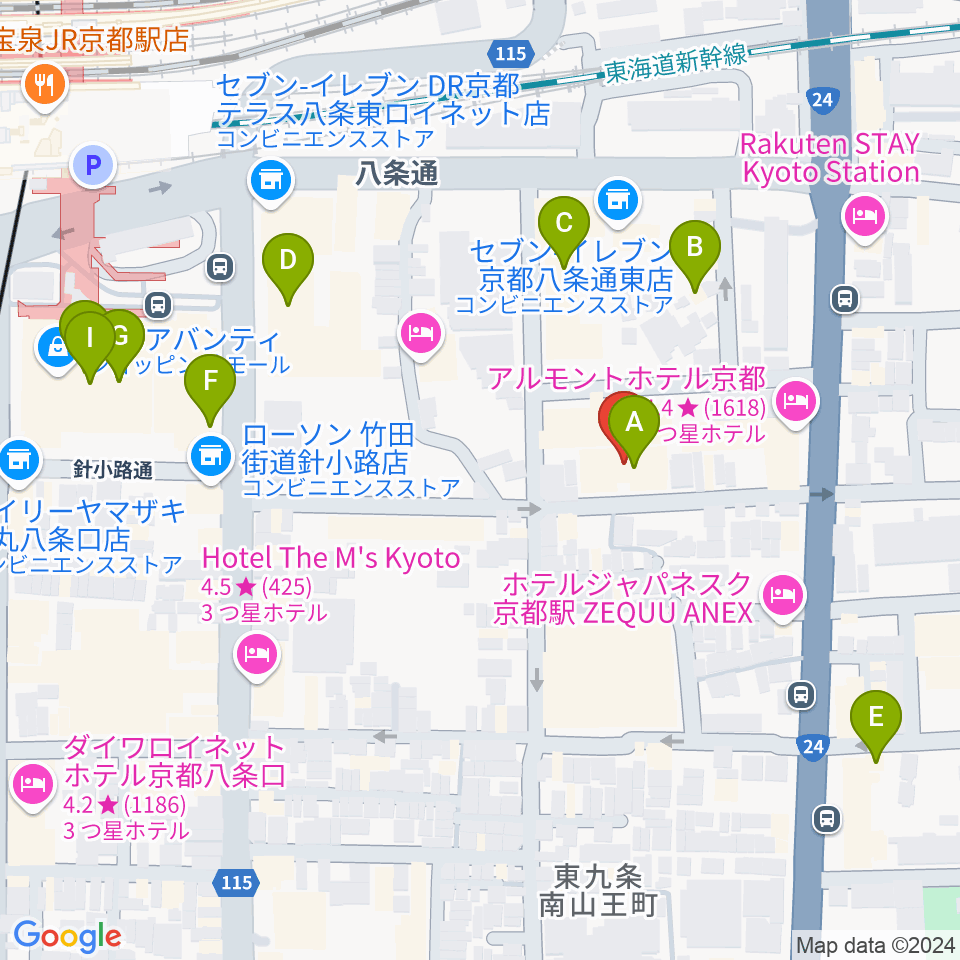 京都スタジオウェーブ周辺のカフェ一覧地図