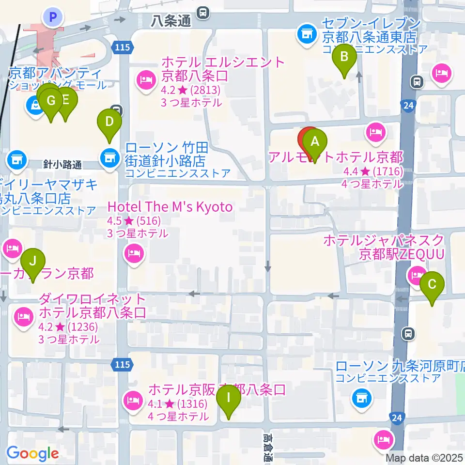 京都スタジオウェーブ周辺のカフェ一覧地図