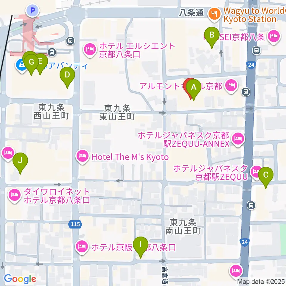 京都スタジオウェーブ周辺のカフェ一覧地図