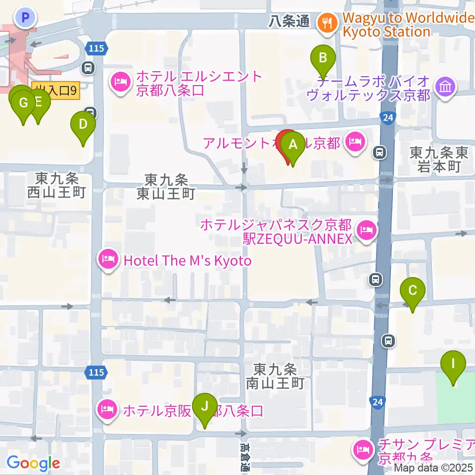京都スタジオウェーブ周辺のカフェ一覧地図