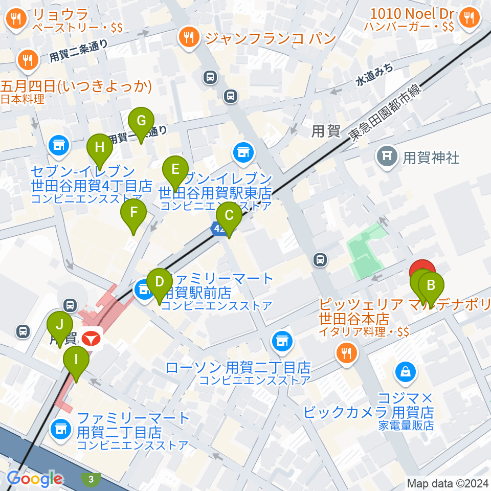 キャロルリトミックスクール周辺のカフェ一覧地図