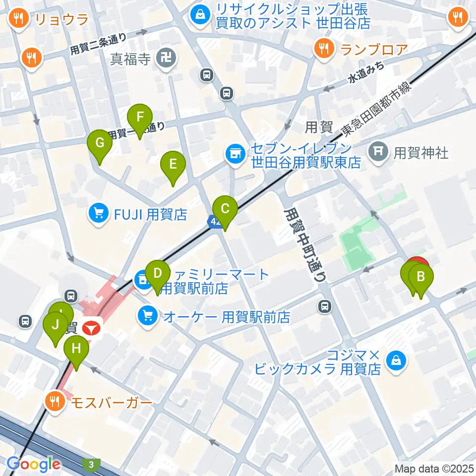 キャロルリトミックスクール周辺のカフェ一覧地図