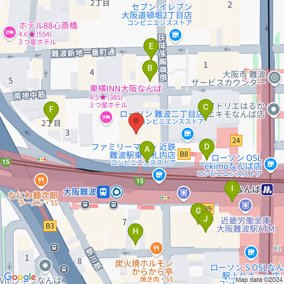 スタジオ246なんば周辺のカフェ一覧地図